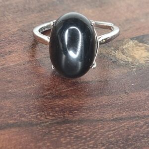 Classic Black Stone Silver Ring - Elegant Women’s Jewelry